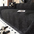 Herringbone Sofa Cover Washable Stretch Fabric-Covers & Textiles > Sofa Covers-casanuva-Midnight Black-71"x71"-casanuva