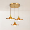 Hibiscus Flower Glass Pendant Light-Lighting > Pendant Lights-casanuva-Brown-3 Lights Round: D30cm-casanuva