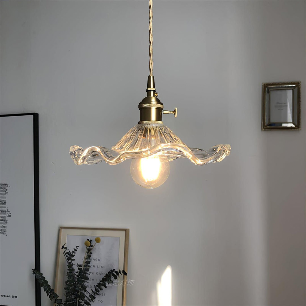 Hibiscus Flower Glass Pendant Light-Lighting > Pendant Lights-casanuva-Clear-Single Lights: D23cm*H...-casanuva