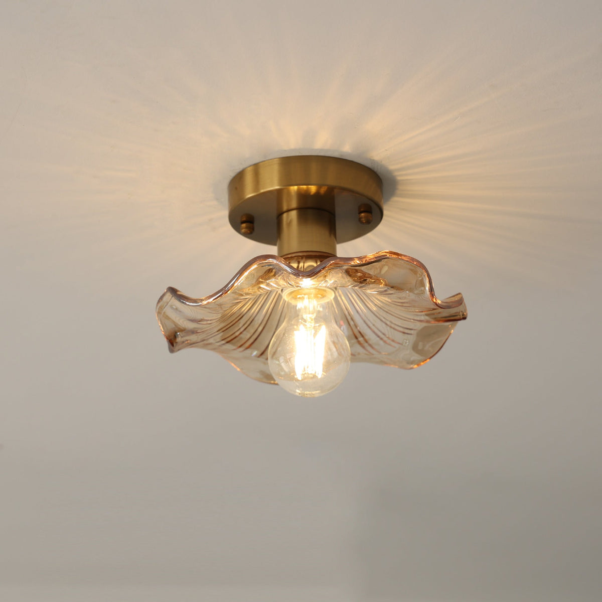 Hibiscus Pendant Light with Floral Design-Lighting > Pendant Lights-casanuva-Amber-casanuva