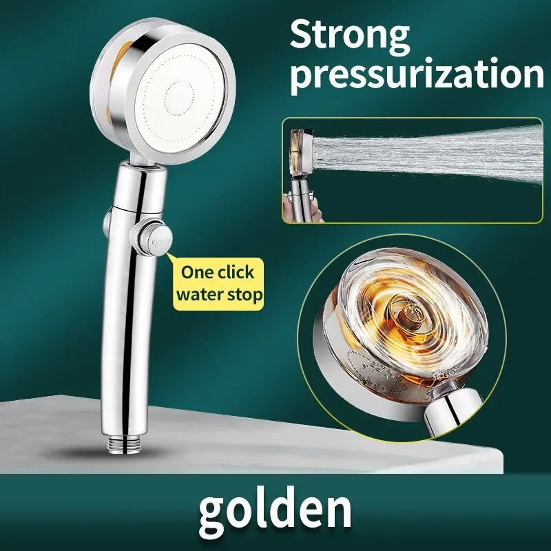 High-Pressure 360° Rotatable Shower Head with Turbo Propeller-Bedding & Bath > Bathroom Accessories-casanuva-Gold-casanuva