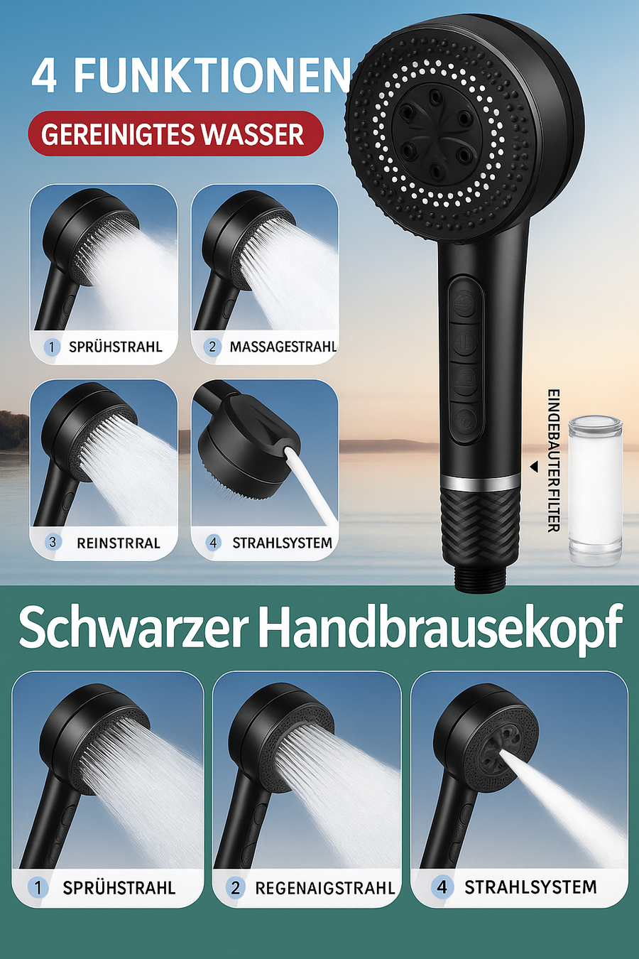 High-Pressure Hand Shower with 5 Spray Modes-Bedding & Bath > Bathroom Accessories-casanuva-casanuva