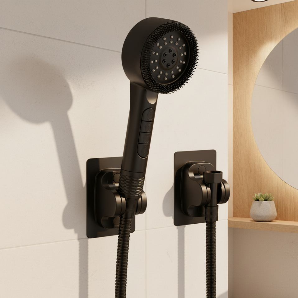 High-Pressure Hand Shower with 5 Spray Modes-Bedding & Bath > Bathroom Accessories-casanuva-Black showerhead + 1.5...-casanuva