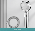High-Pressure Showerhead with 3 Spray Modes Water-Saving ABS Material-Bedding & Bath > Bathroom Accessories-casanuva-Silver with hose-casanuva