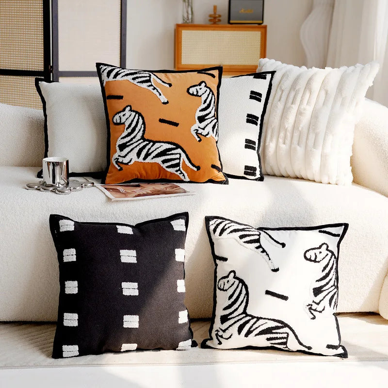 Horse Print Cushion with Luxury Embroidery and Soft Breathable Fabric-Covers & Textiles > Throw Pillows-casanuva-casanuva