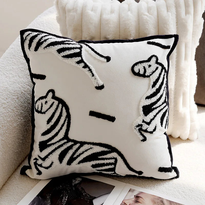 Horse Print Cushion with Luxury Embroidery and Soft Breathable Fabric-Covers & Textiles > Throw Pillows-casanuva-D - 45cm x 45cm-casanuva