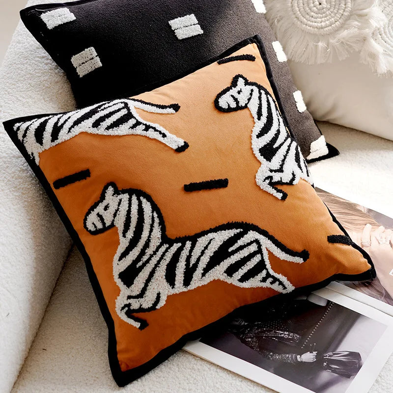 Horse Print Cushion with Luxury Embroidery and Soft Breathable Fabric-Covers & Textiles > Throw Pillows-casanuva-E - 45cm x 45cm-casanuva