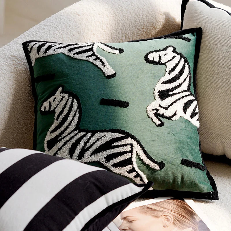 Horse Print Cushion with Luxury Embroidery and Soft Breathable Fabric-Covers & Textiles > Throw Pillows-casanuva-F - 45cm x 45cm-casanuva