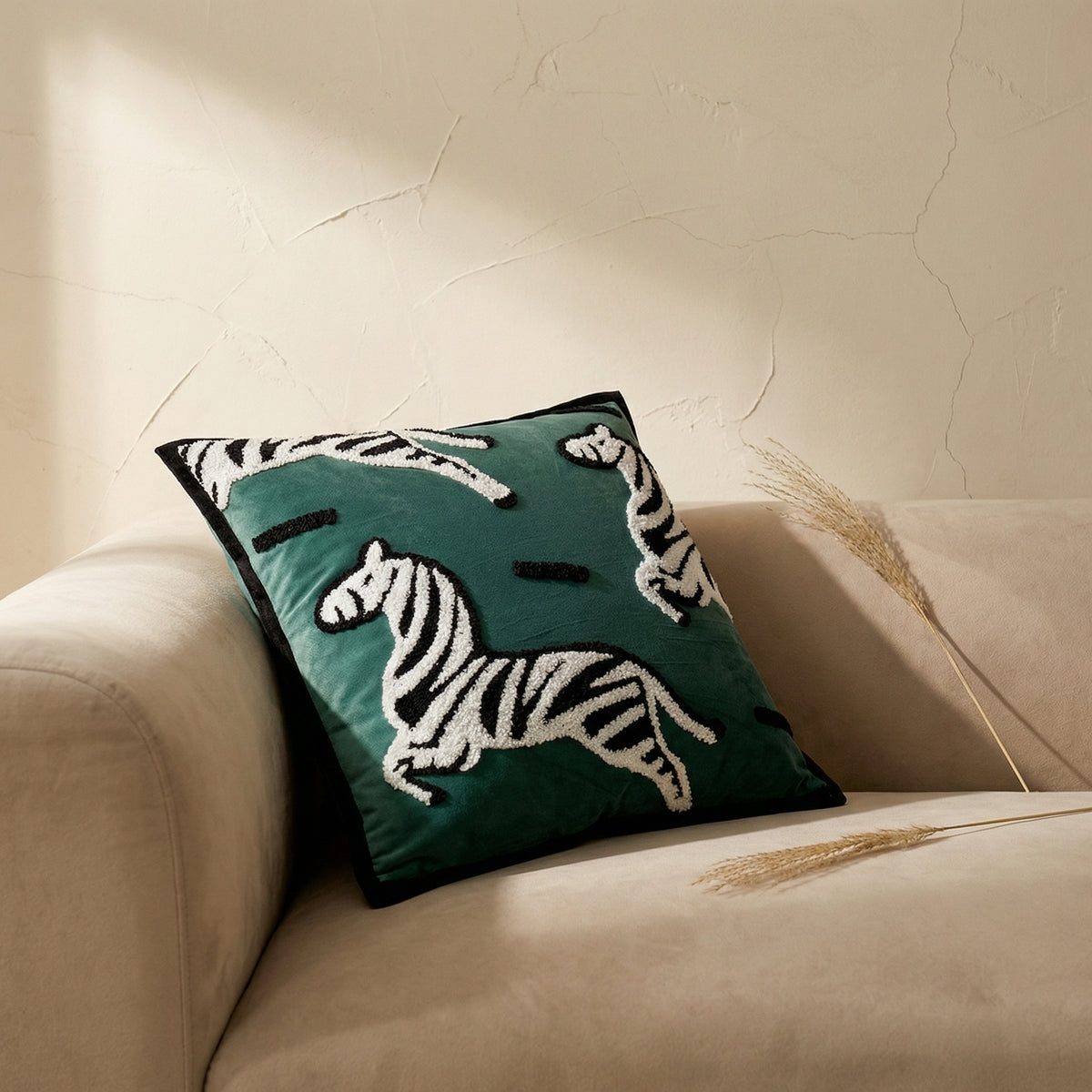 Horse Print Cushion with Luxury Embroidery and Soft Breathable Fabric-Covers & Textiles > Throw Pillows-casanuva-casanuva