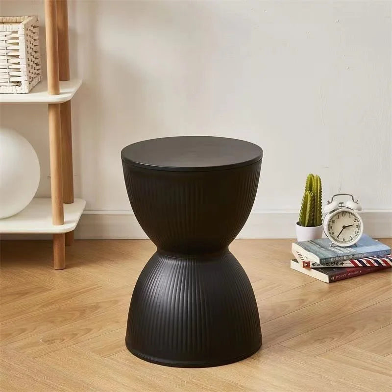 Hourglass Side Table Stackable Plastic Modern Design-Furniture > Side Tables-casanuva-Black-casanuva