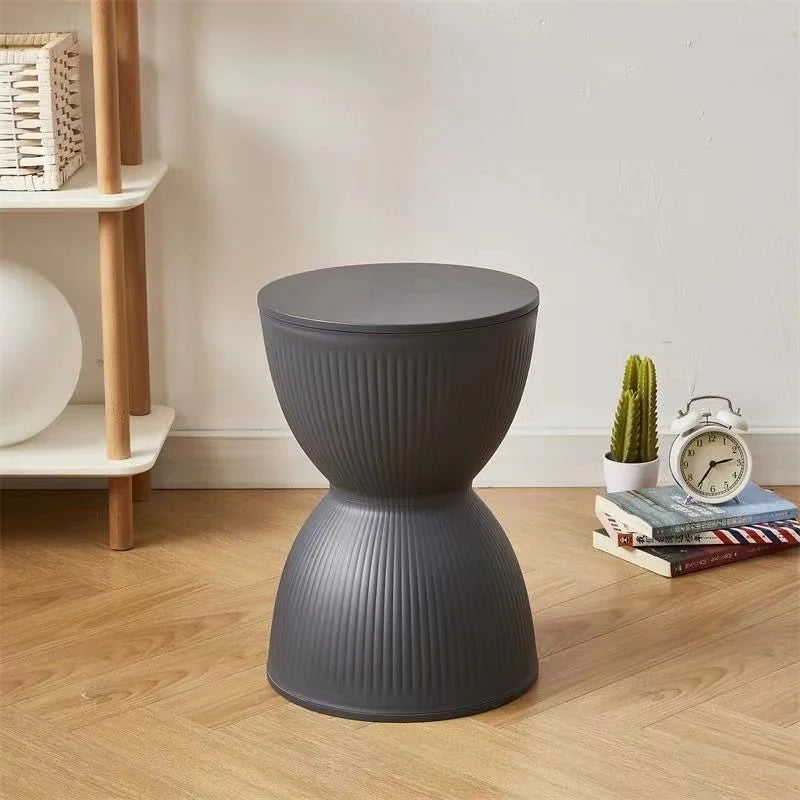 Hourglass Side Table Stackable Plastic Modern Design-Furniture > Side Tables-casanuva-Gray-casanuva