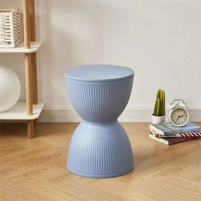 Hourglass Side Table Stackable Plastic Modern Design-Furniture > Side Tables-casanuva-Gray Blue-casanuva