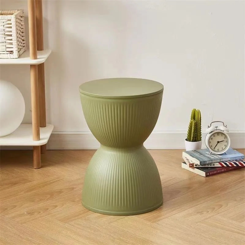 Hourglass Side Table Stackable Plastic Modern Design-Furniture > Side Tables-casanuva-Green-casanuva