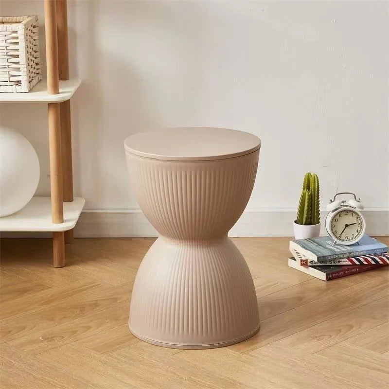 Hourglass Side Table Stackable Plastic Modern Design-Furniture > Side Tables-casanuva-Khaki-casanuva