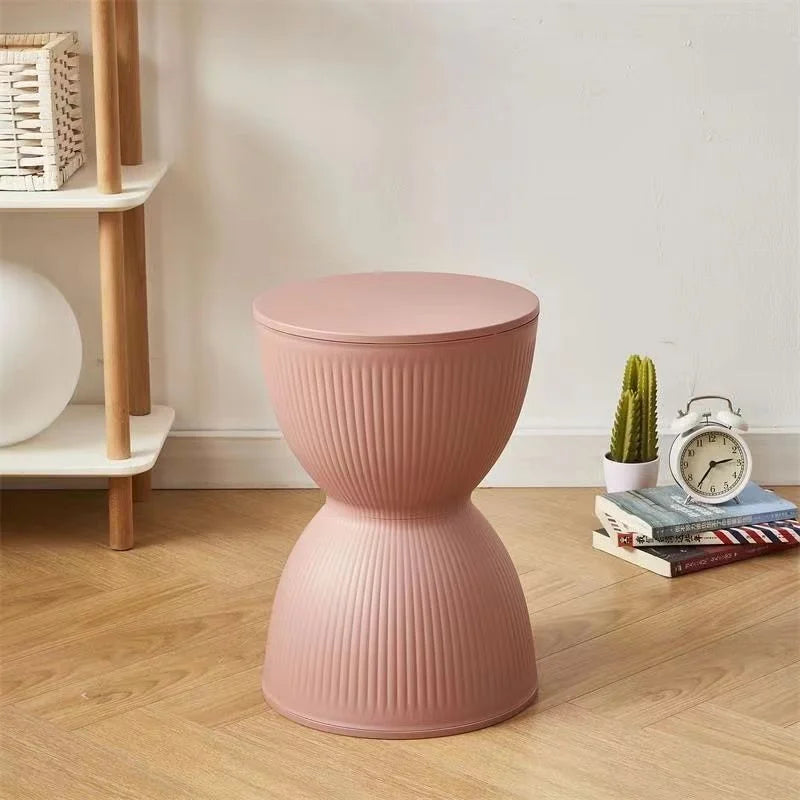 Hourglass Side Table Stackable Plastic Modern Design-Furniture > Side Tables-casanuva-Pink-casanuva