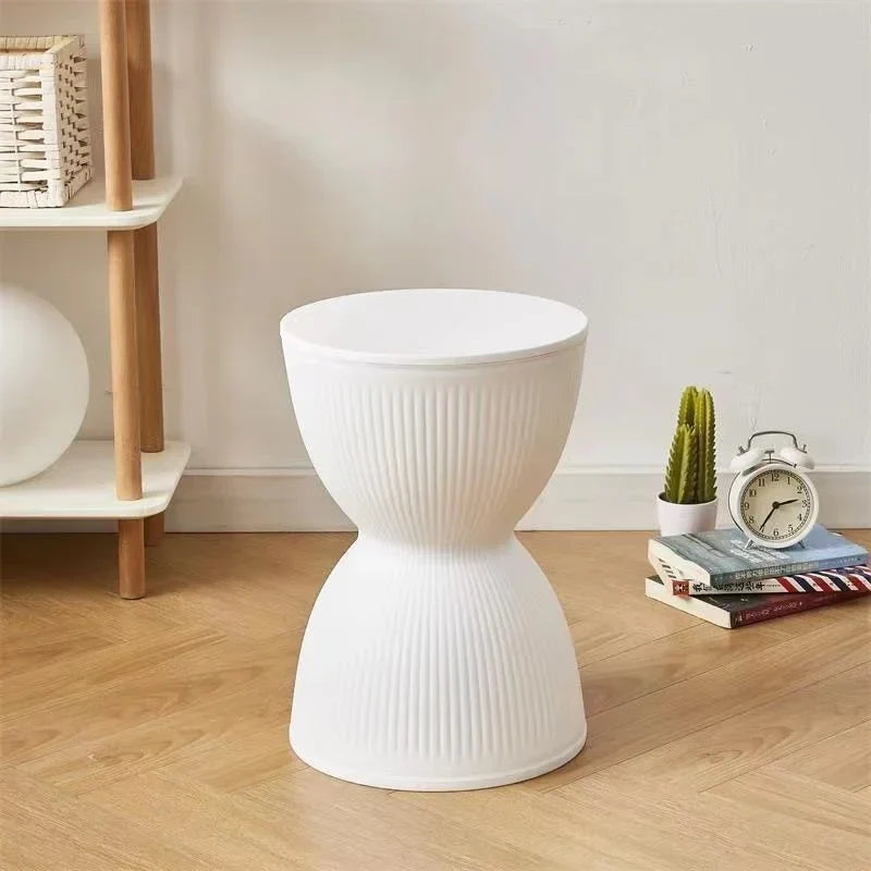 Hourglass Side Table Stackable Plastic Modern Design-Furniture > Side Tables-casanuva-White-casanuva
