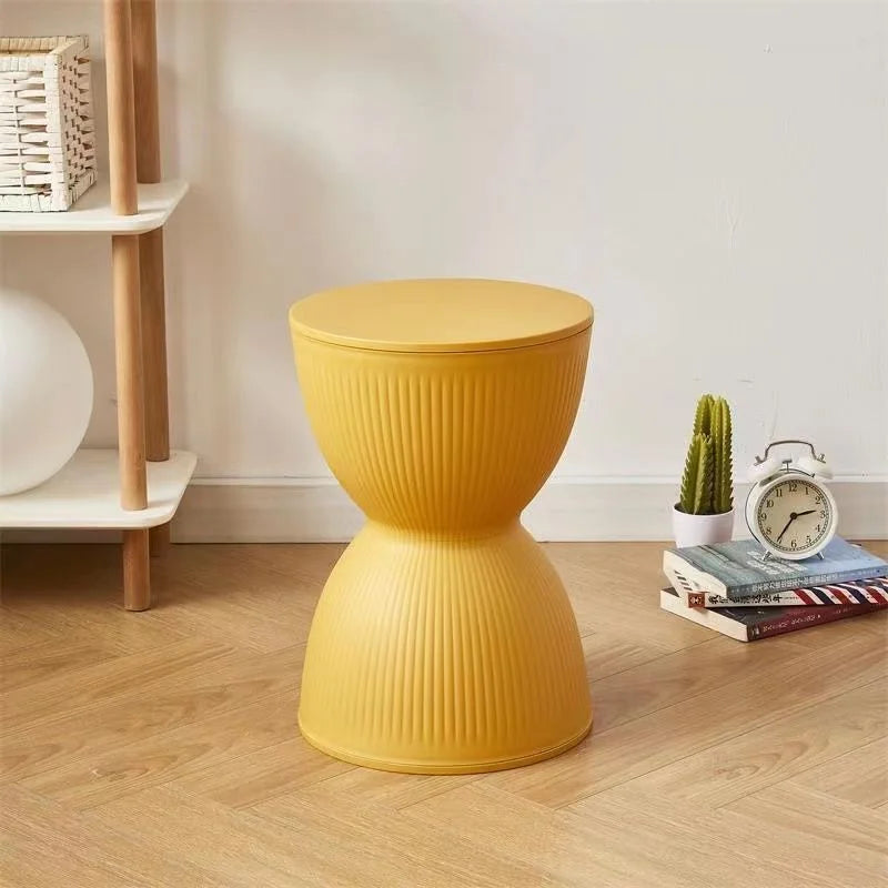 Hourglass Side Table Stackable Plastic Modern Design-Furniture > Side Tables-casanuva-Yellow-casanuva