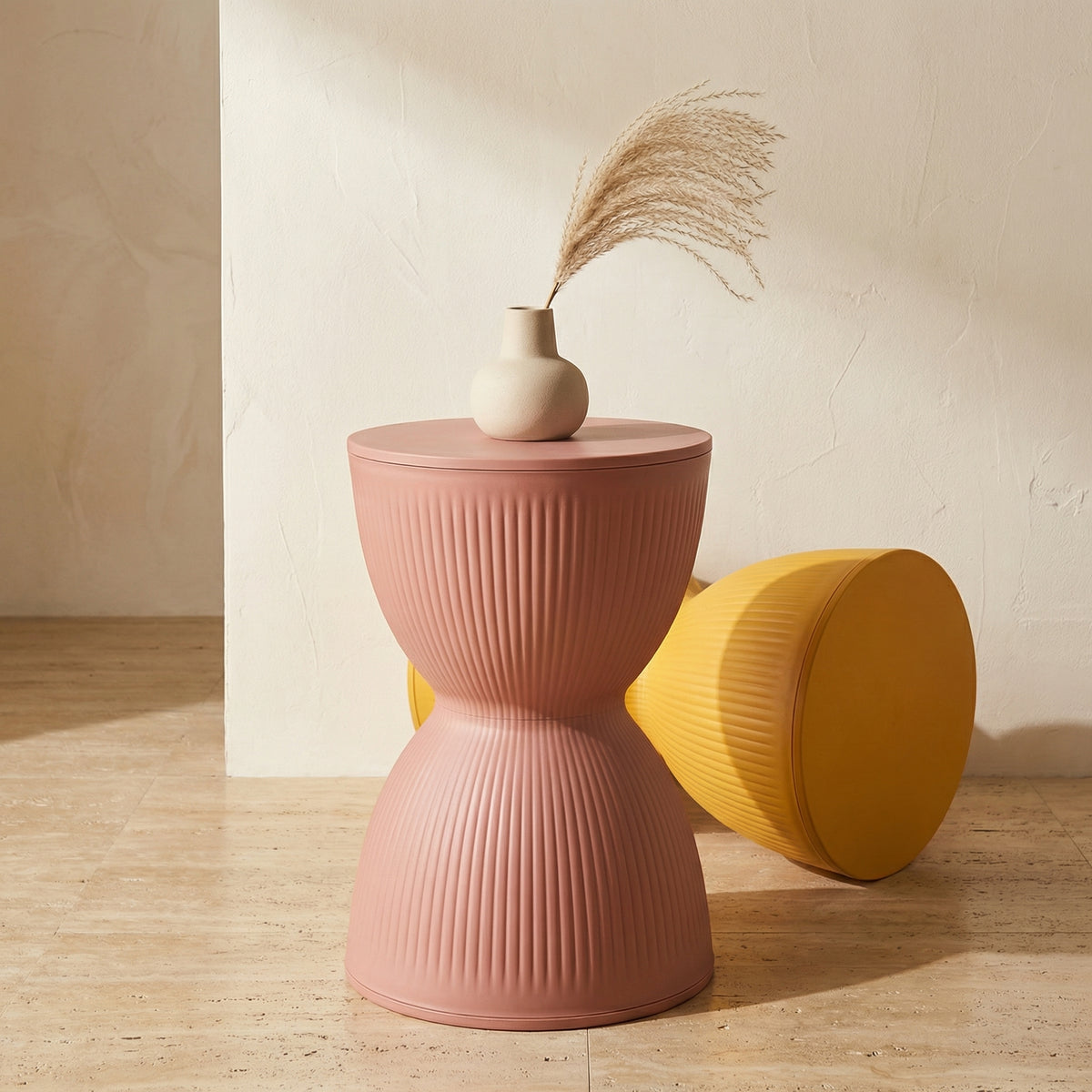 Hourglass Side Table Stackable Plastic Modern Design-Furniture > Side Tables-casanuva-casanuva