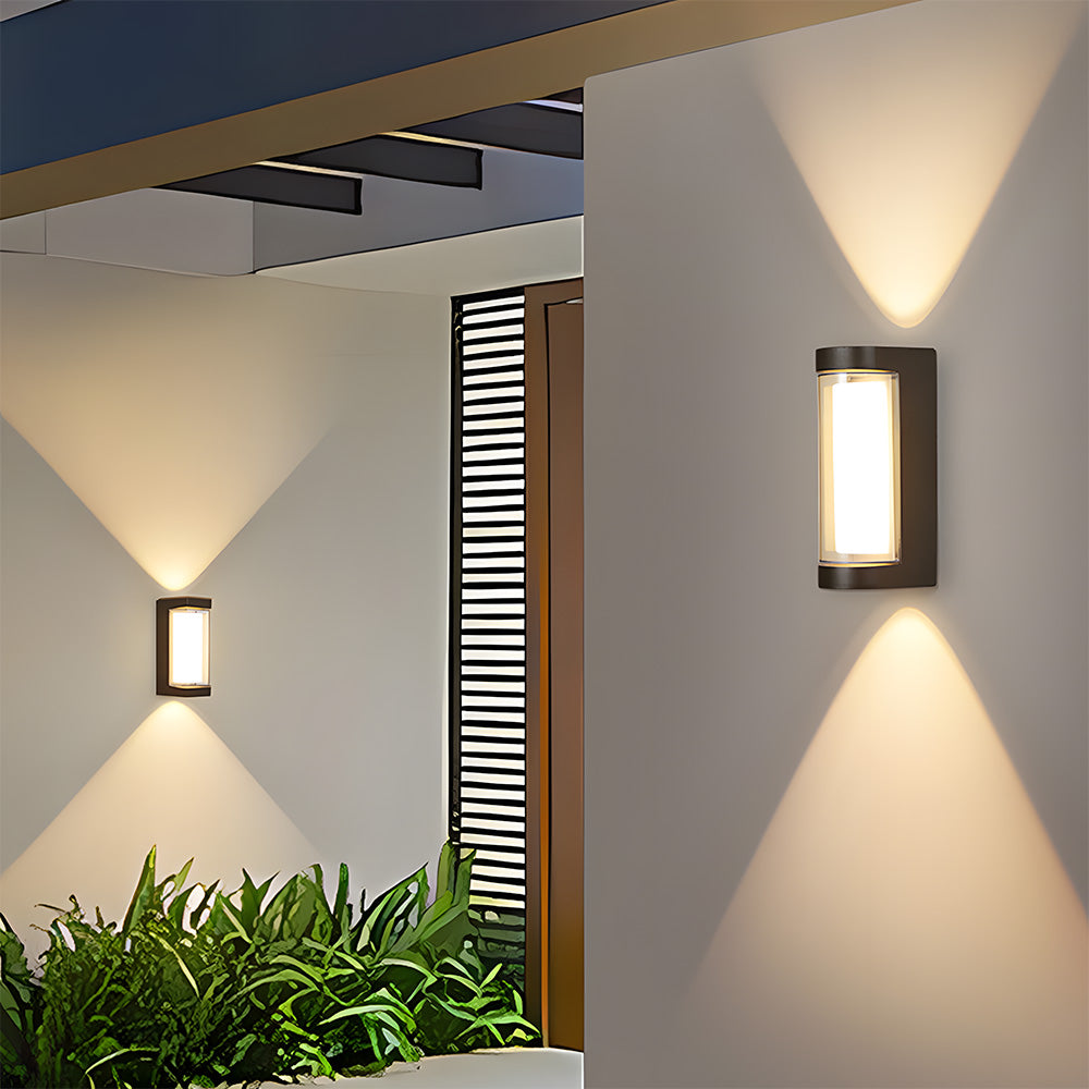 IP65 Waterproof Black Up Down Outdoor Wall Light for Garden Porch-Lighting > Outdoor Lighting-casanuva-Type B: round-Large: H27cm-Cool White-casanuva