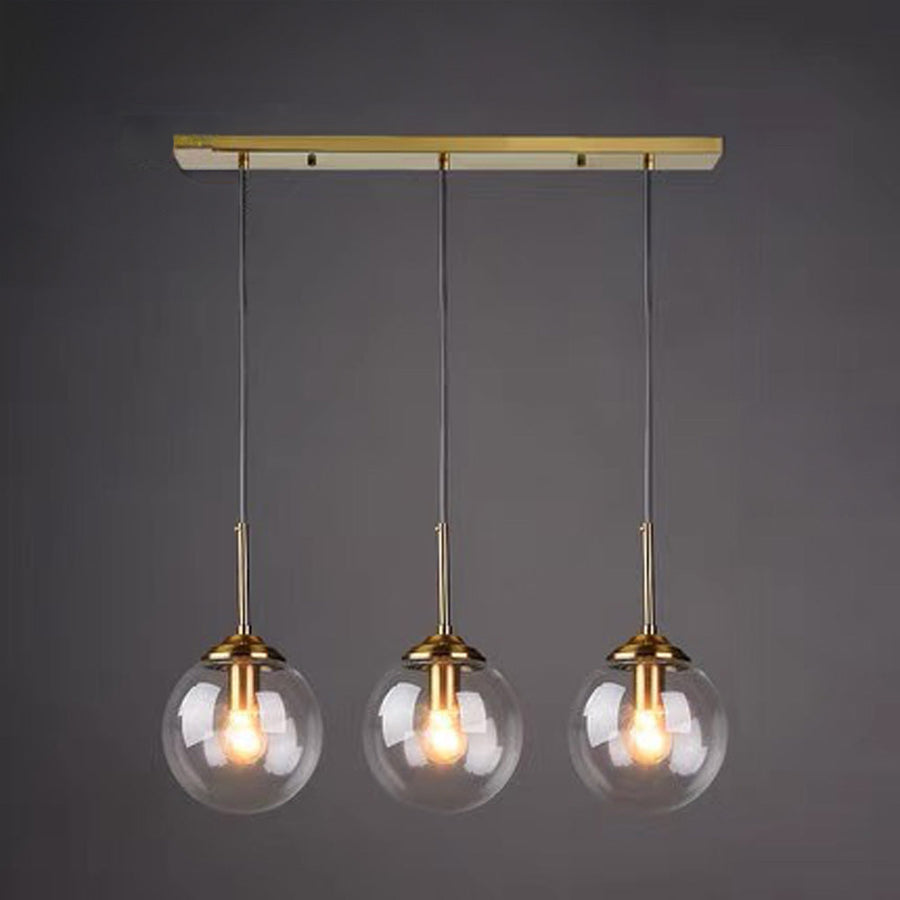 Industrial Glass Pendant Light-Lighting > Pendant Lights-casanuva-Clear-3 Heads-Long 50cm-casanuva