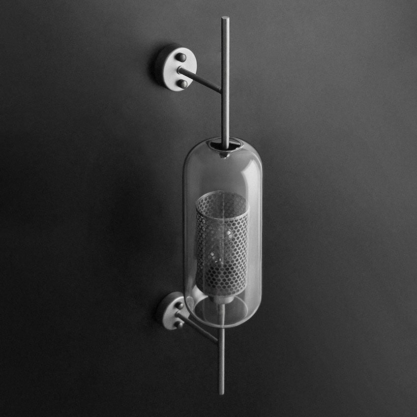 Industrial Glass Shade Wall Sconce Lamp with Iron Finish for Bedroom-Lighting > Wall Lights-casanuva-casanuva