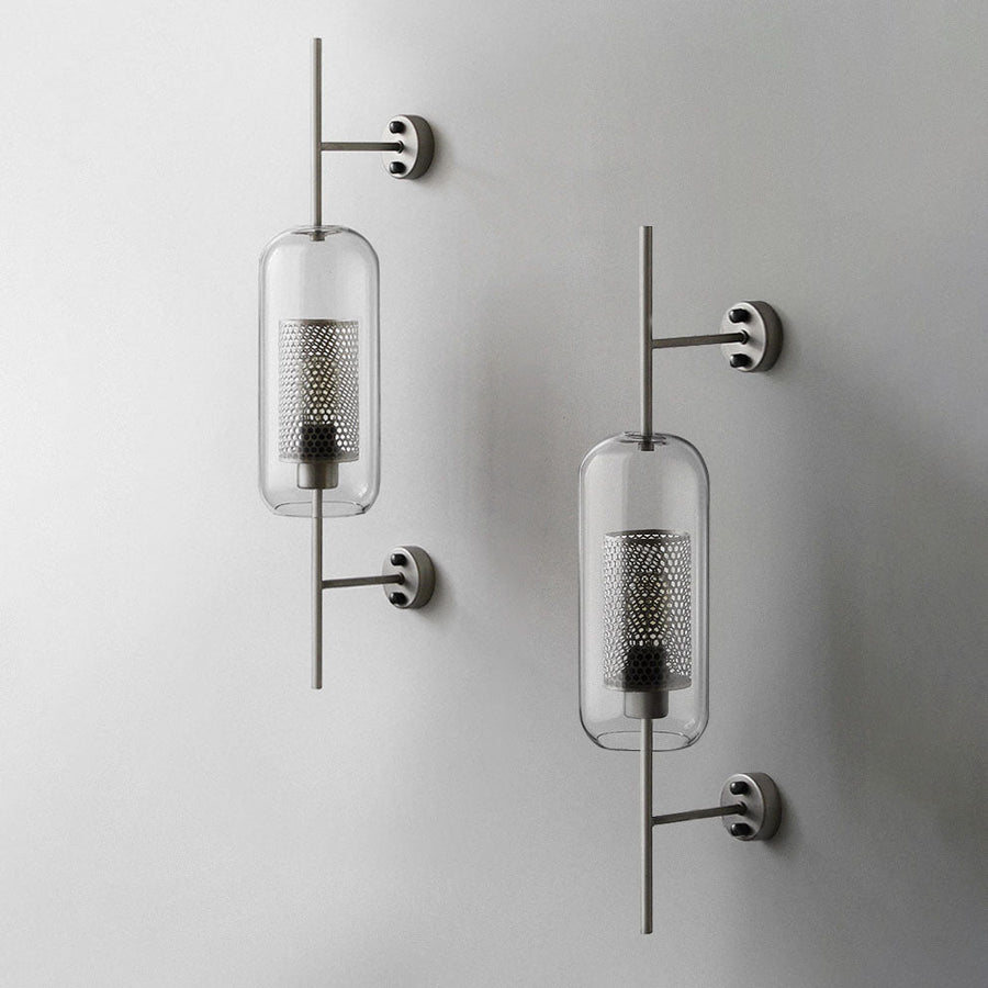Industrial Glass Shade Wall Sconce Lamp with Iron Finish for Bedroom-Lighting > Wall Lights-casanuva-casanuva