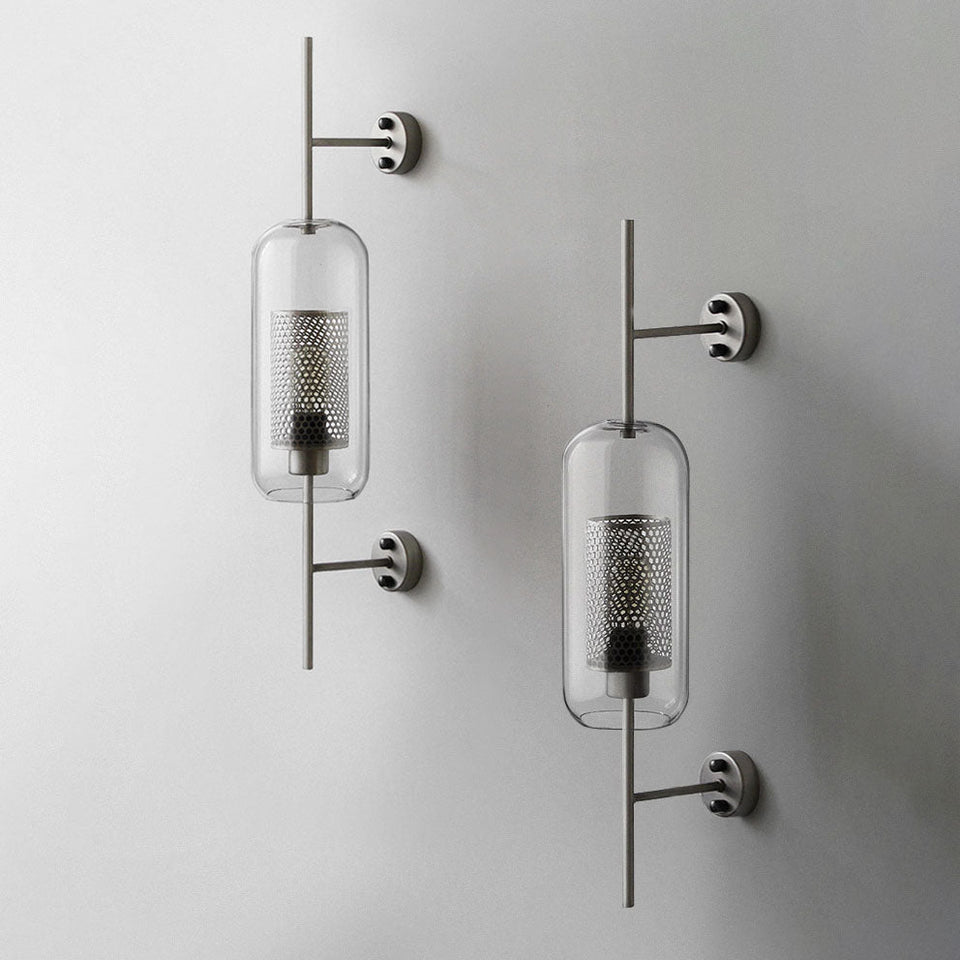 Industrial Glass Shade Wall Sconce Lamp with Iron Finish for Bedroom-Lighting > Wall Lights-casanuva-casanuva