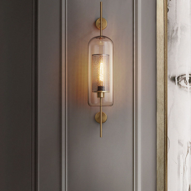Industrial Glass Shade Wall Sconce Lamp with Iron Finish for Bedroom-Lighting > Wall Lights-casanuva-Large-Gold-100V-120V-casanuva
