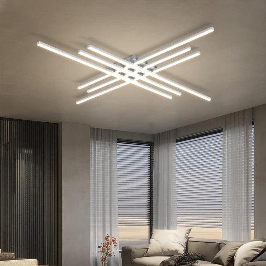 Industrial Iron Semi Flush LED Ceiling Light-Lighting > Ceiling Lights-casanuva-White-6 Lights D120*H7.5cm-3 Colour Change By Switch-casanuva