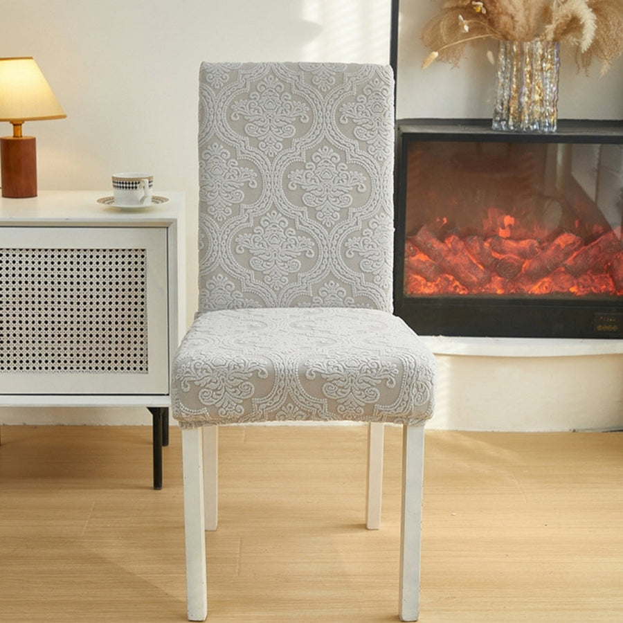 Jacquard Chair Seat Slipcover Elegant Design Washable Fabric-Covers & Textiles > Chair Covers-casanuva-Ash Mist-casanuva