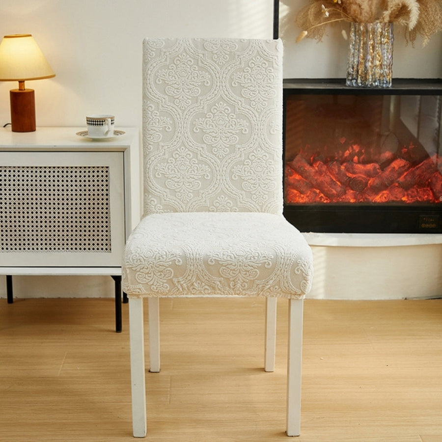 Jacquard Chair Seat Slipcover Elegant Design Washable Fabric-Covers & Textiles > Chair Covers-casanuva-Cream Elegance-casanuva
