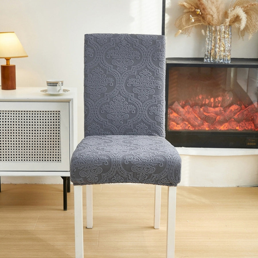 Jacquard Chair Seat Slipcover Elegant Design Washable Fabric-Covers & Textiles > Chair Covers-casanuva-Midnight Slate-casanuva