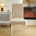 Jacquard Chair Seat Slipcover Elegant Design Washable Fabric-Covers & Textiles > Chair Covers-casanuva-Sand Bloom-casanuva