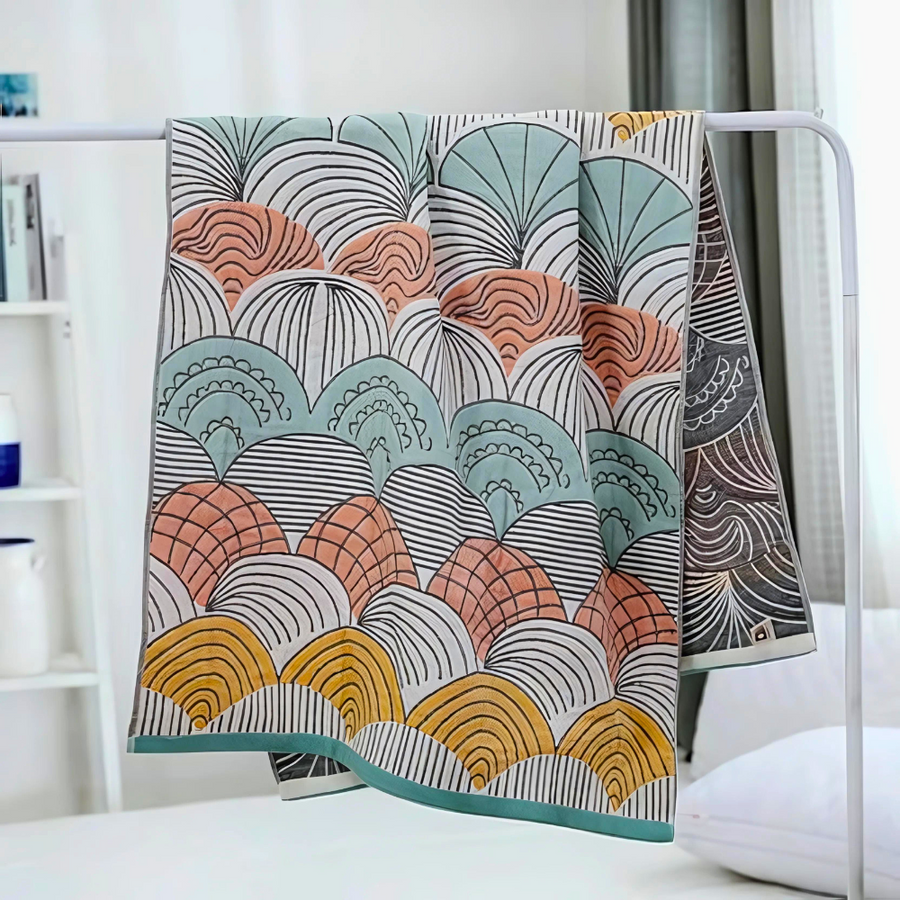 Jacquard Cotton Bath Towel with Shell Print-Bedding & Bath > Bath Towels-casanuva-casanuva