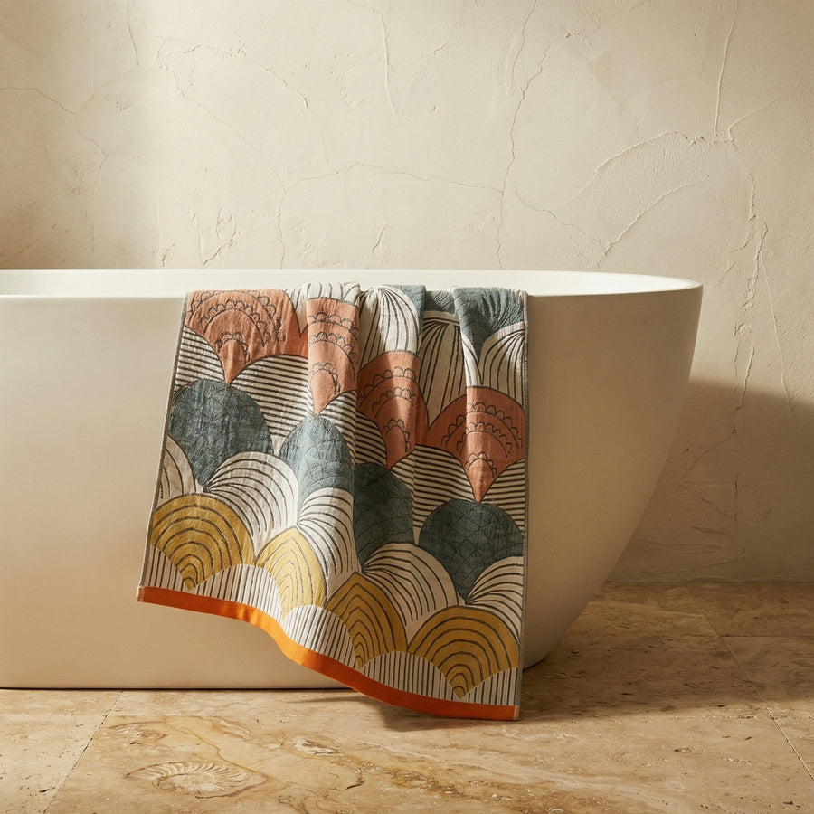 Jacquard Cotton Bath Towel with Shell Print-Bedding & Bath > Bath Towels-casanuva-casanuva
