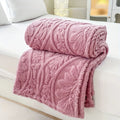 Jacquard Fleece Blanket Paris Weave Design-Bedding & Bath > Blankets-casanuva-Blush Rose-39"x59”-casanuva