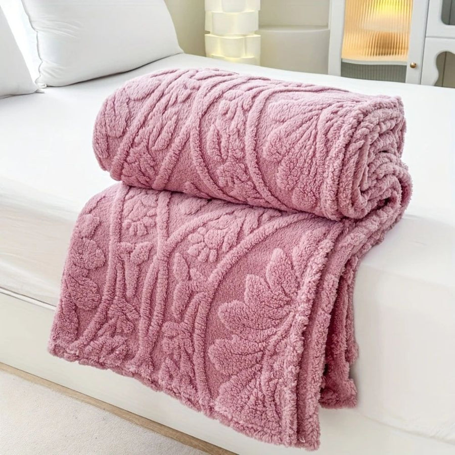 Jacquard Fleece Blanket Paris Weave Design-Bedding & Bath > Blankets-casanuva-Blush Rose-39"x59”-casanuva