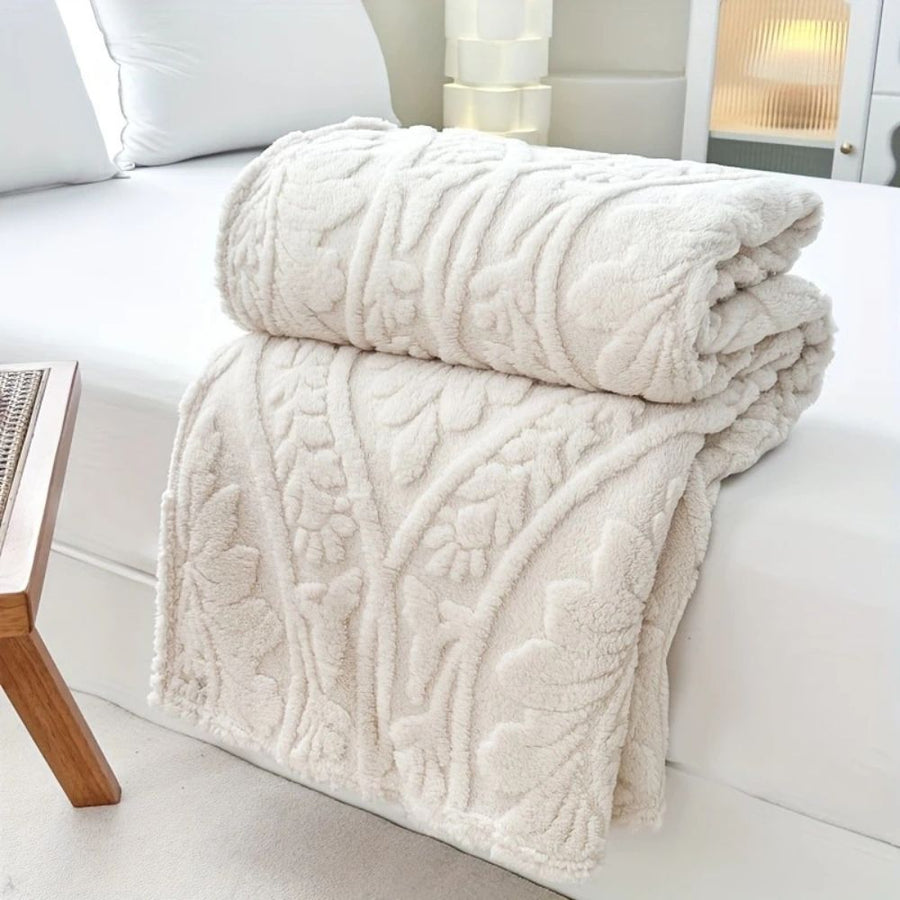 Jacquard Fleece Blanket Paris Weave Design-Bedding & Bath > Blankets-casanuva-Ivory Cloud-39"x59”-casanuva