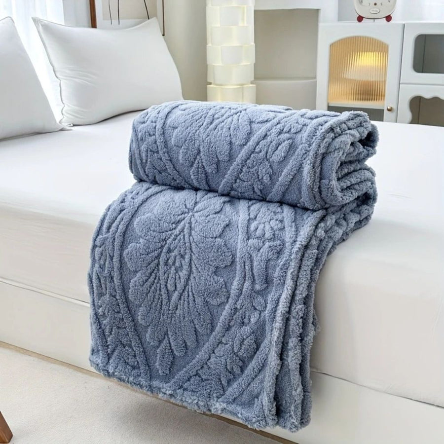 Jacquard Fleece Blanket Paris Weave Design-Bedding & Bath > Blankets-casanuva-Storm Blue-39"x59”-casanuva