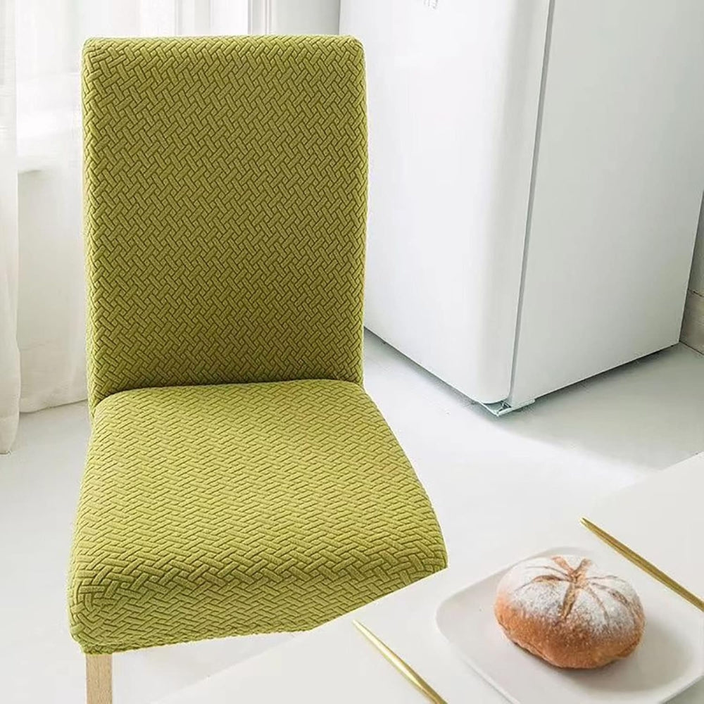 Jacquard Velvet Stretch Dining Chair Cover-Covers & Textiles > Chair Covers-casanuva-Olive Green-casanuva