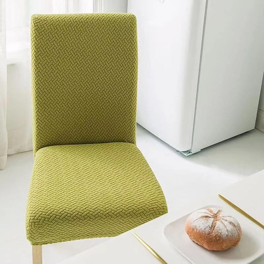 Jacquard Velvet Stretch Dining Chair Cover-Covers & Textiles > Chair Covers-casanuva-Olive Green-casanuva