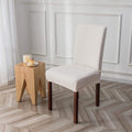 Jacquard Velvet Stretch Dining Chair Cover-Covers & Textiles > Chair Covers-casanuva-Soft White-casanuva