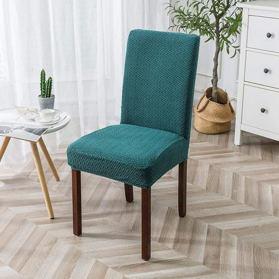 Jacquard Velvet Stretch Dining Chair Cover-Covers & Textiles > Chair Covers-casanuva-Teal Blue-casanuva