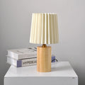 Japandi Table Lamp with Fabric Shade-Lighting > Table Lamps-casanuva-USB (5V) - Warm Licht...-Wood-casanuva