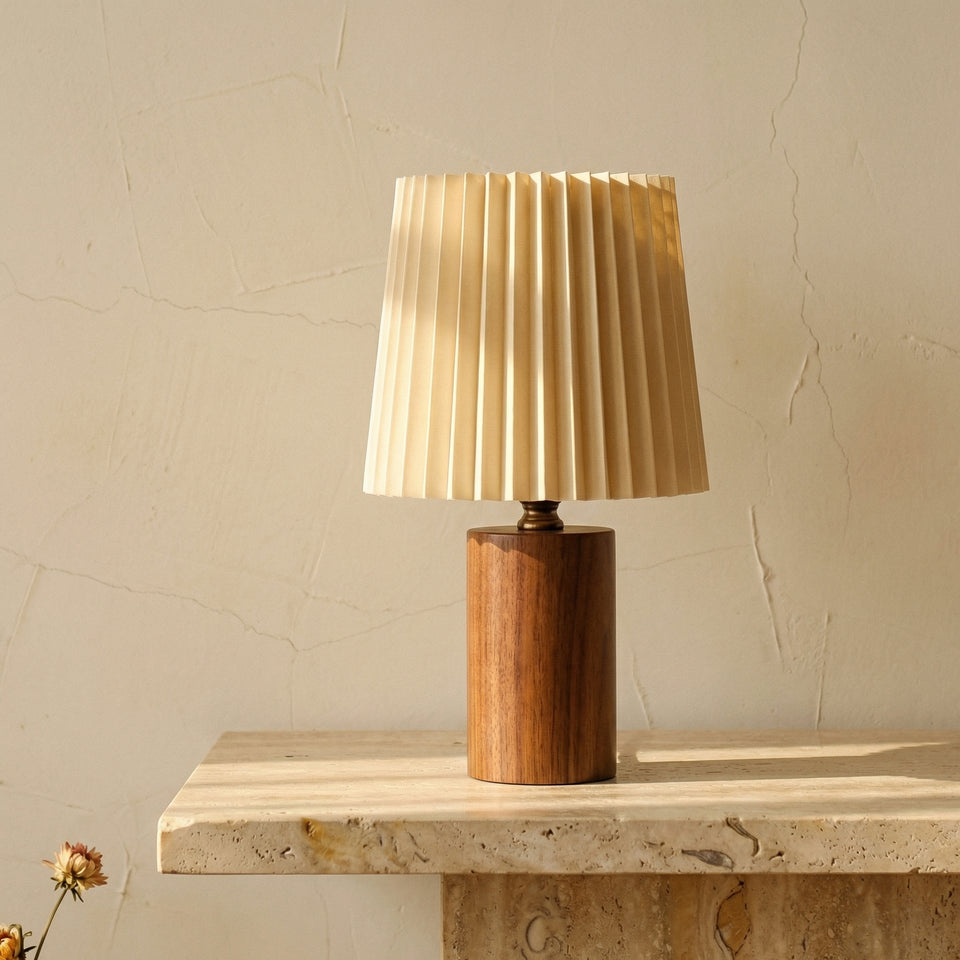 Japandi Table Lamp with Fabric Shade-Lighting > Table Lamps-casanuva-casanuva