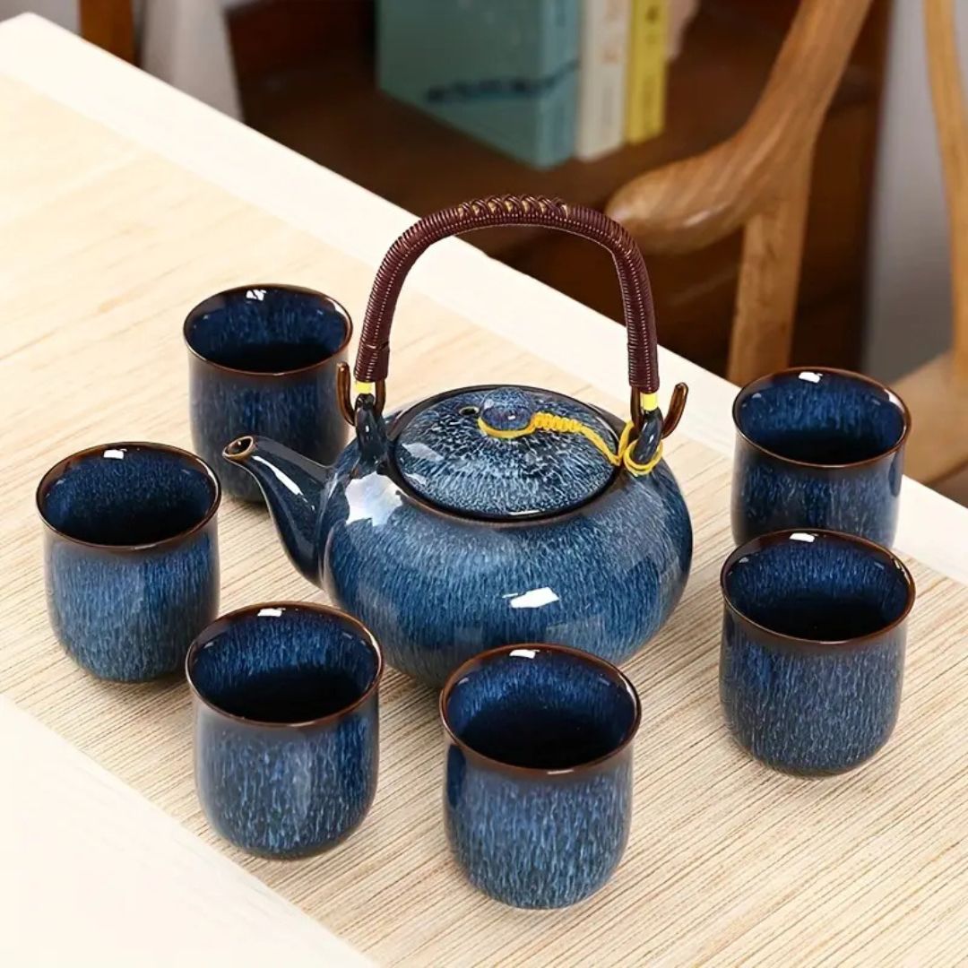 Japanese Ceramic Tea Set with Teapot and Cups-Kitchen & Dining > Tableware-casanuva-casanuva