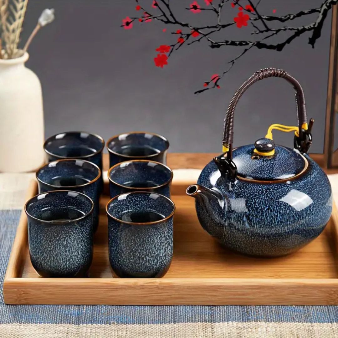 Japanese Ceramic Tea Set with Teapot and Cups-Kitchen & Dining > Tableware-casanuva-casanuva