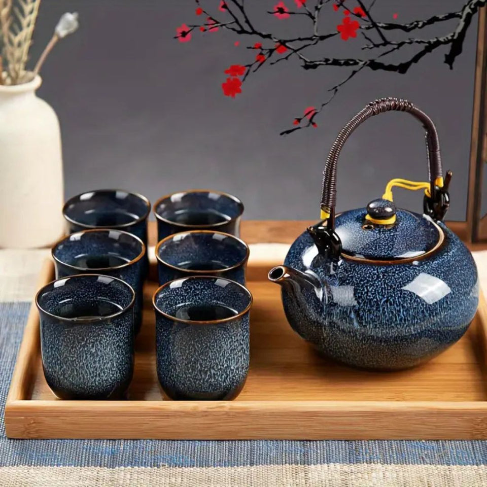 Japanese Ceramic Tea Set with Teapot and Cups-Kitchen & Dining > Tableware-casanuva-casanuva