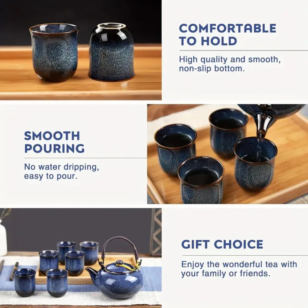 Japanese Ceramic Tea Set with Teapot and Cups-Kitchen & Dining > Tableware-casanuva-casanuva