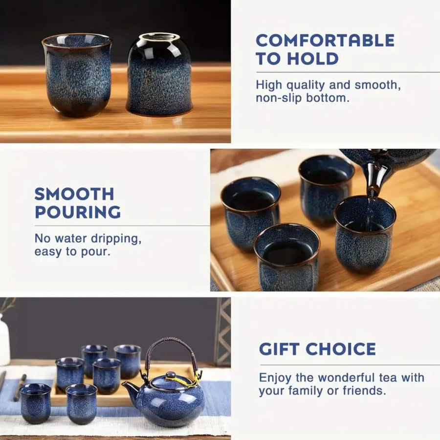 Japanese Ceramic Tea Set with Teapot and Cups-Kitchen & Dining > Tableware-casanuva-casanuva